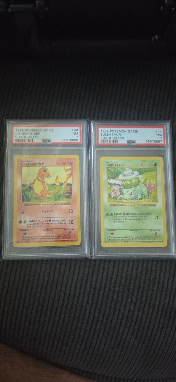 Pokemon - Base Set - Charmander & Bulbasaur Shadowless PSA7, Ophalen of Verzenden, Zo goed als nieuw