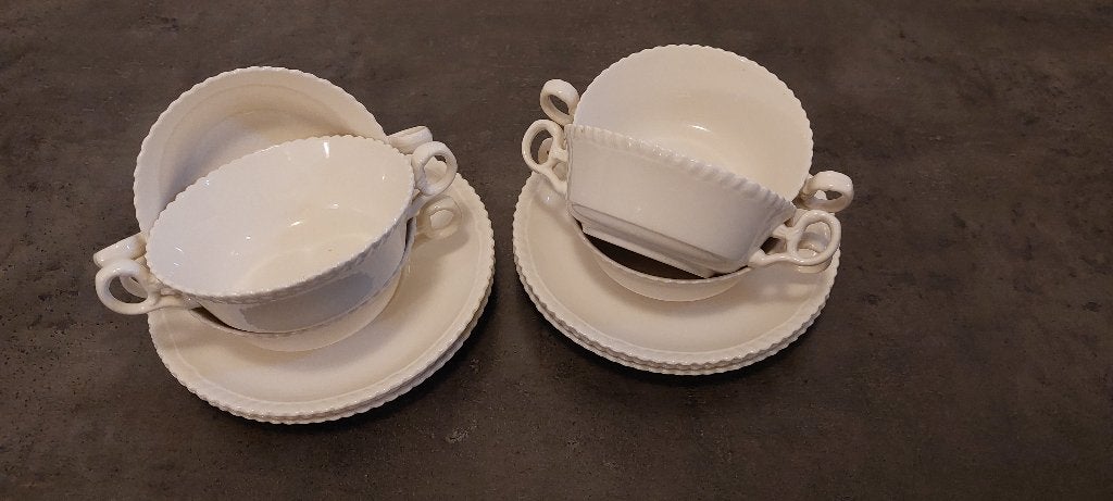 6 retro soepkommen met ribbelrand, Verzamelen, Retro, Ophalen of Verzenden, Huis en Inrichting