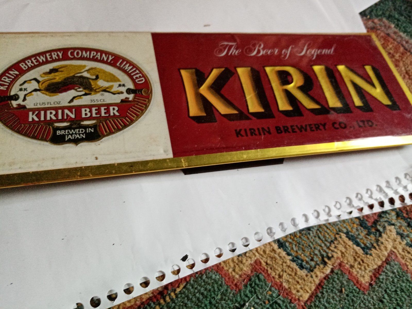 Oud Kirin Bier Reclamebordje Jaren '60 Metaal/Plastic, Ophalen of Verzenden, Gebruikt, Reclamebord