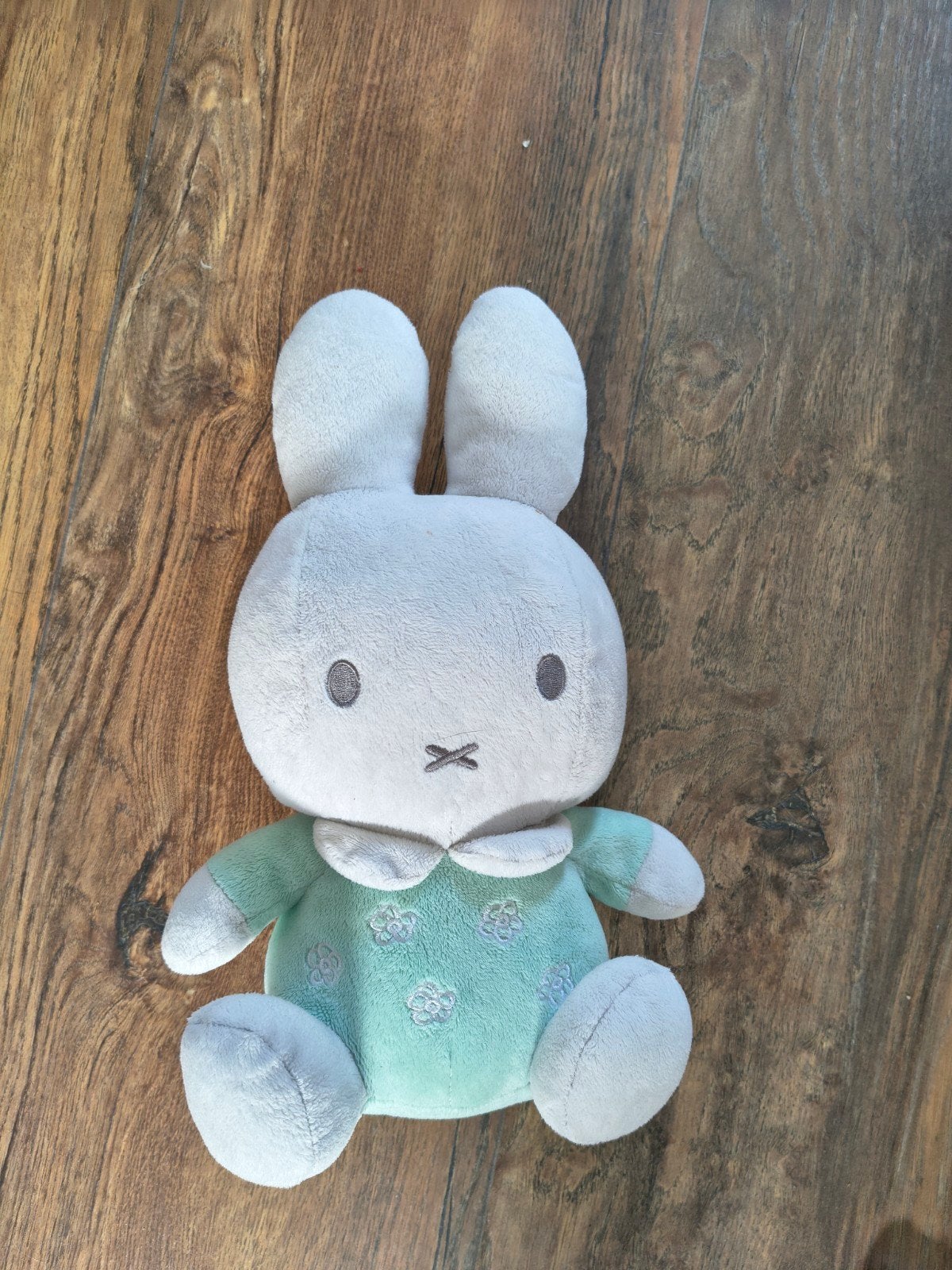 Nijntje knuffel mintgroen met bloemetjes, 35 cm, Groen, Konijn, Nijntje, Ophalen of Verzenden