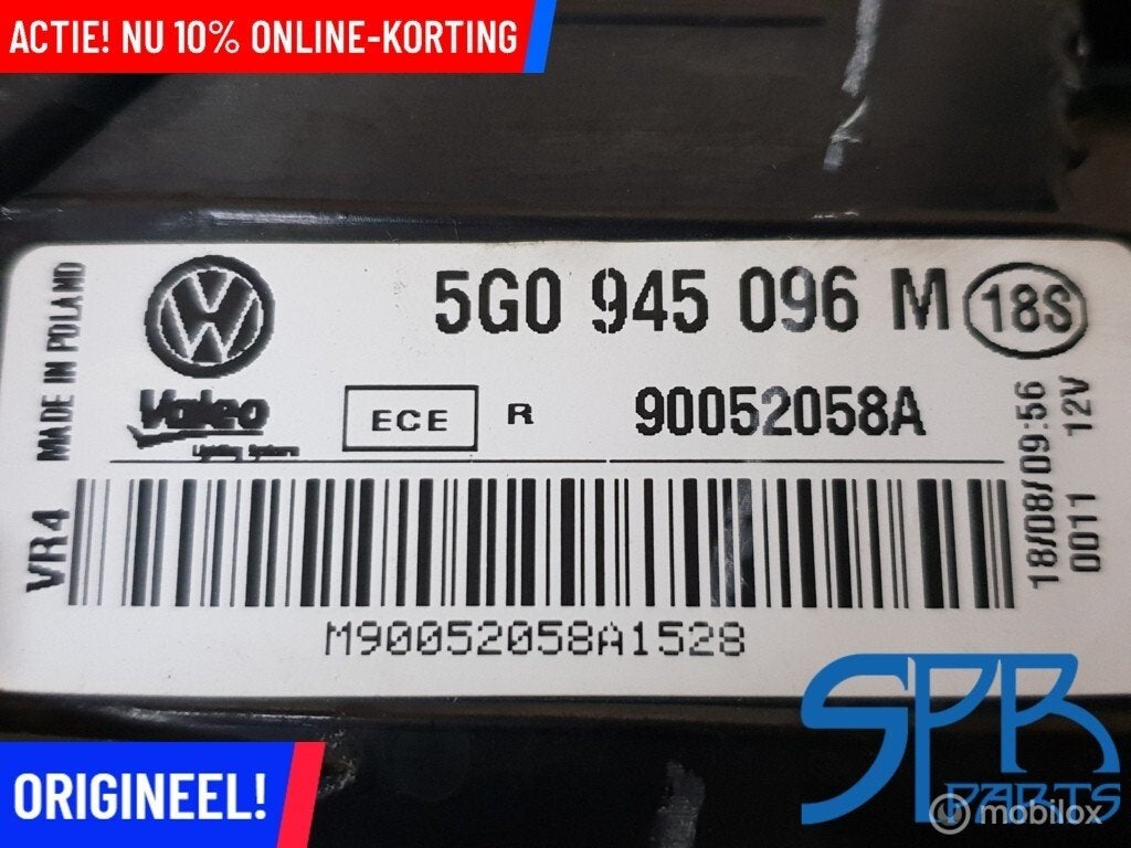Achterlicht rechtsbuiten rechts buiten Golf 7 VII 5G0945096M, Gebruikt, Volkswagen, Ophalen of Verzenden