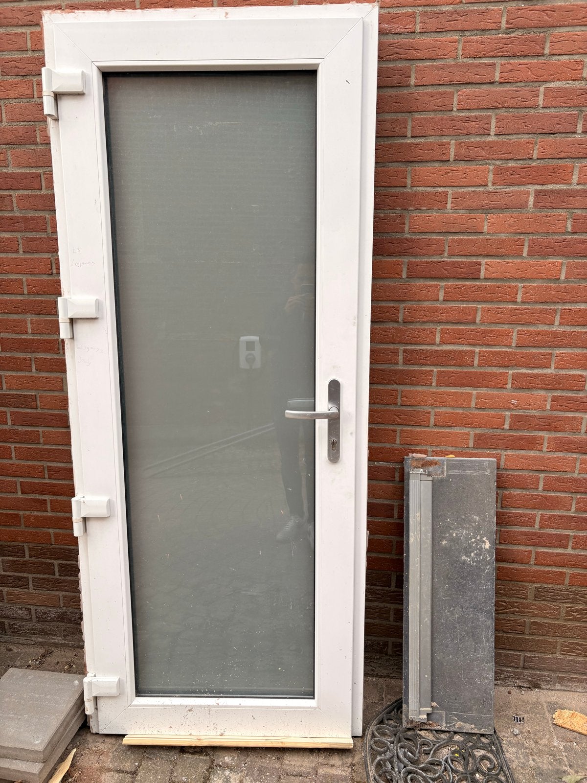 Gebruikte Buitendeur met Glas - 210x85 cm, Doe-het-zelf en Verbouw, Ophalen, Kunststof, Gebruikt, 80 tot 100 cm
