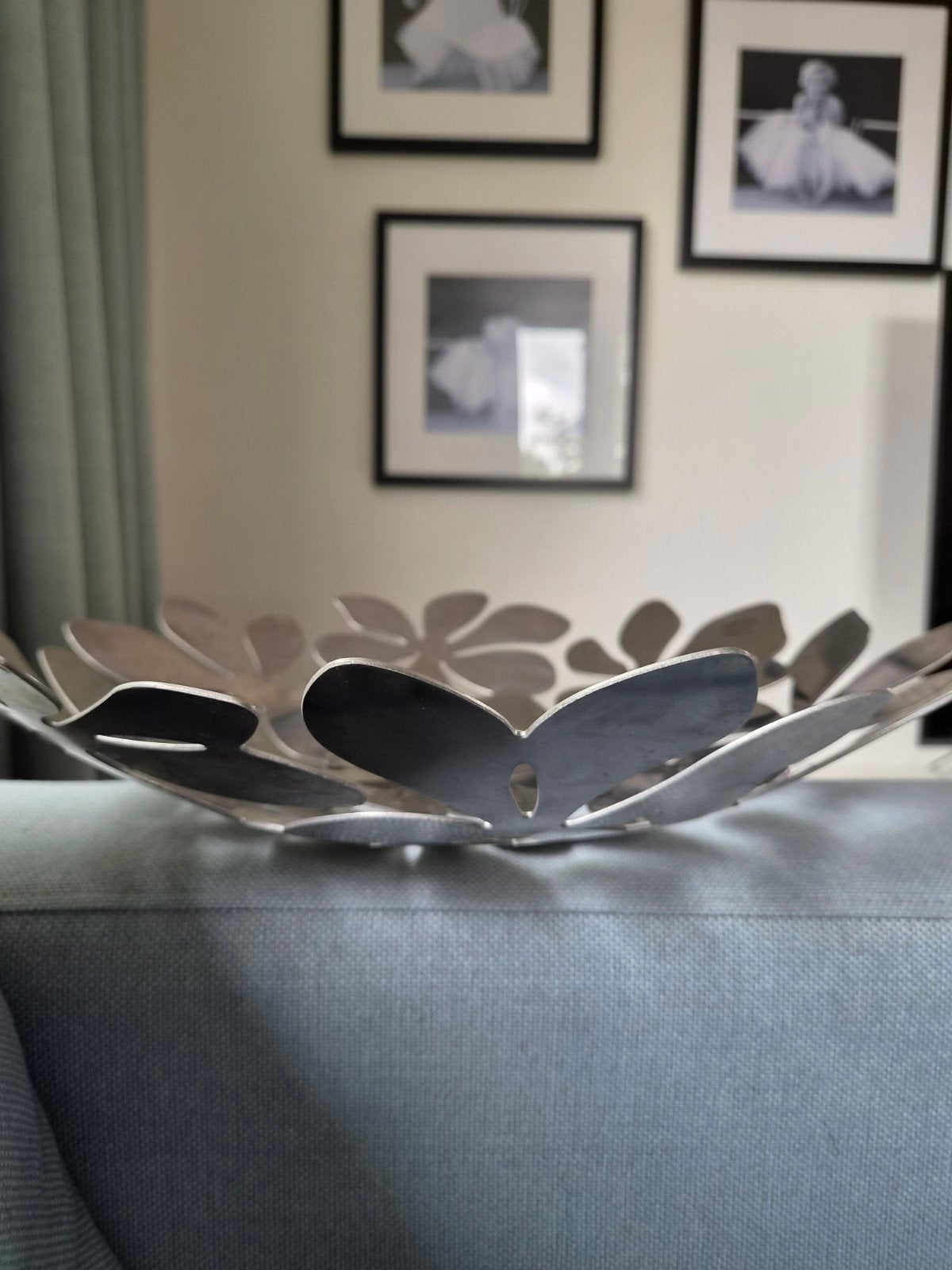 Vintage RVS Design Fruitschaal ontworpen door Monika Mulder, Ophalen of Verzenden, Zo goed als nieuw, Rond, Overige materialen