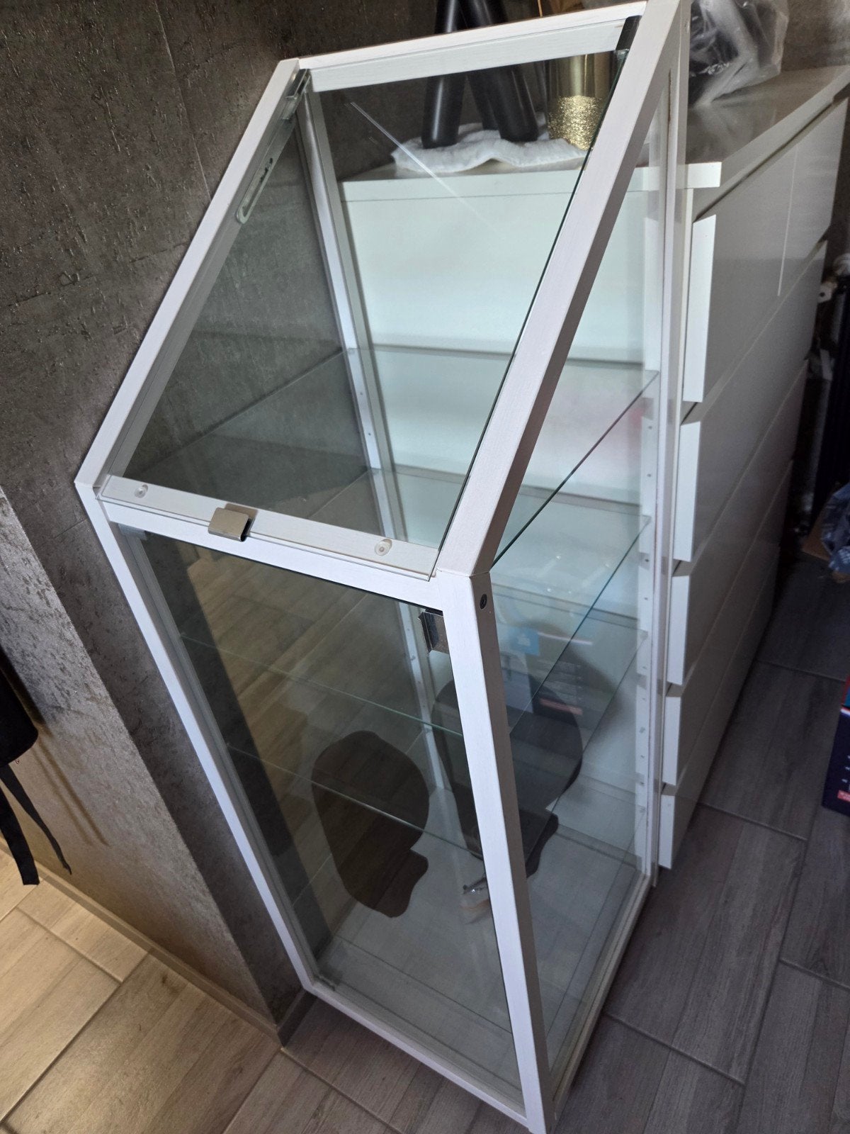 vitrine kast, Ophalen, 50 tot 100 cm, Zo goed als nieuw, 150 tot 200 cm