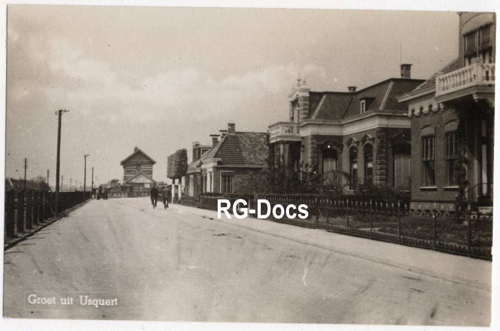 Ansichtkaart - Fotokaart Trein Station Usquert ca. 1940, Ophalen of Verzenden, 1920 tot 1940, Gelopen, Groningen
