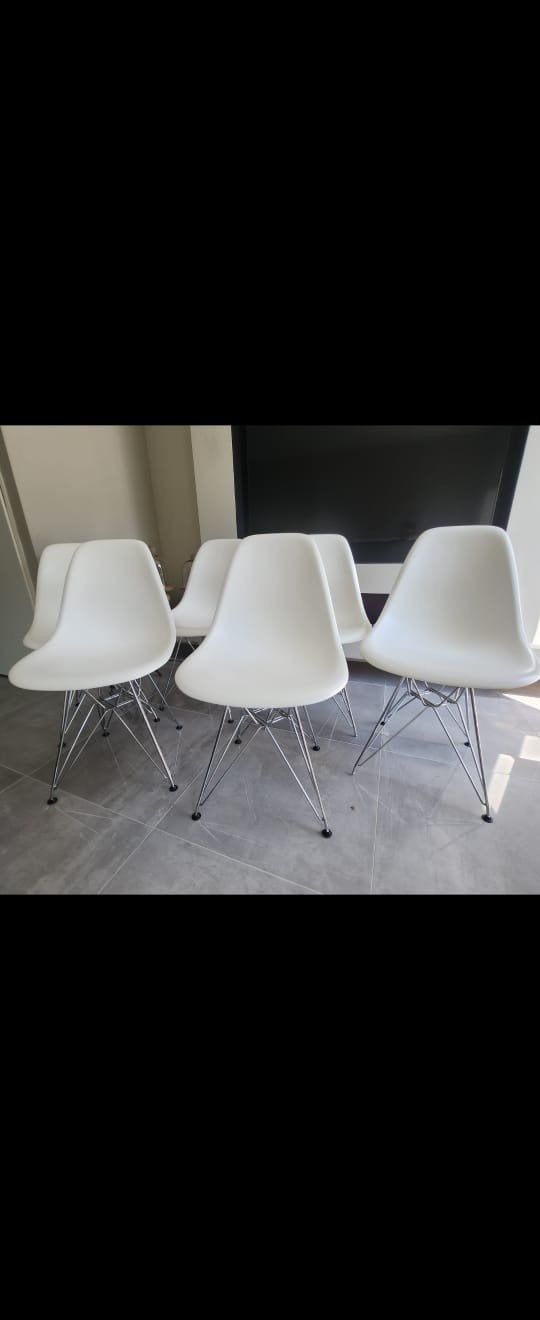 Set van 6 Vitra Eames DSW stoelen - Wit, Wit, Ophalen of Verzenden, Designklassieker, Modern, Scandinavisch, Vijf, Zes of meer stoelen