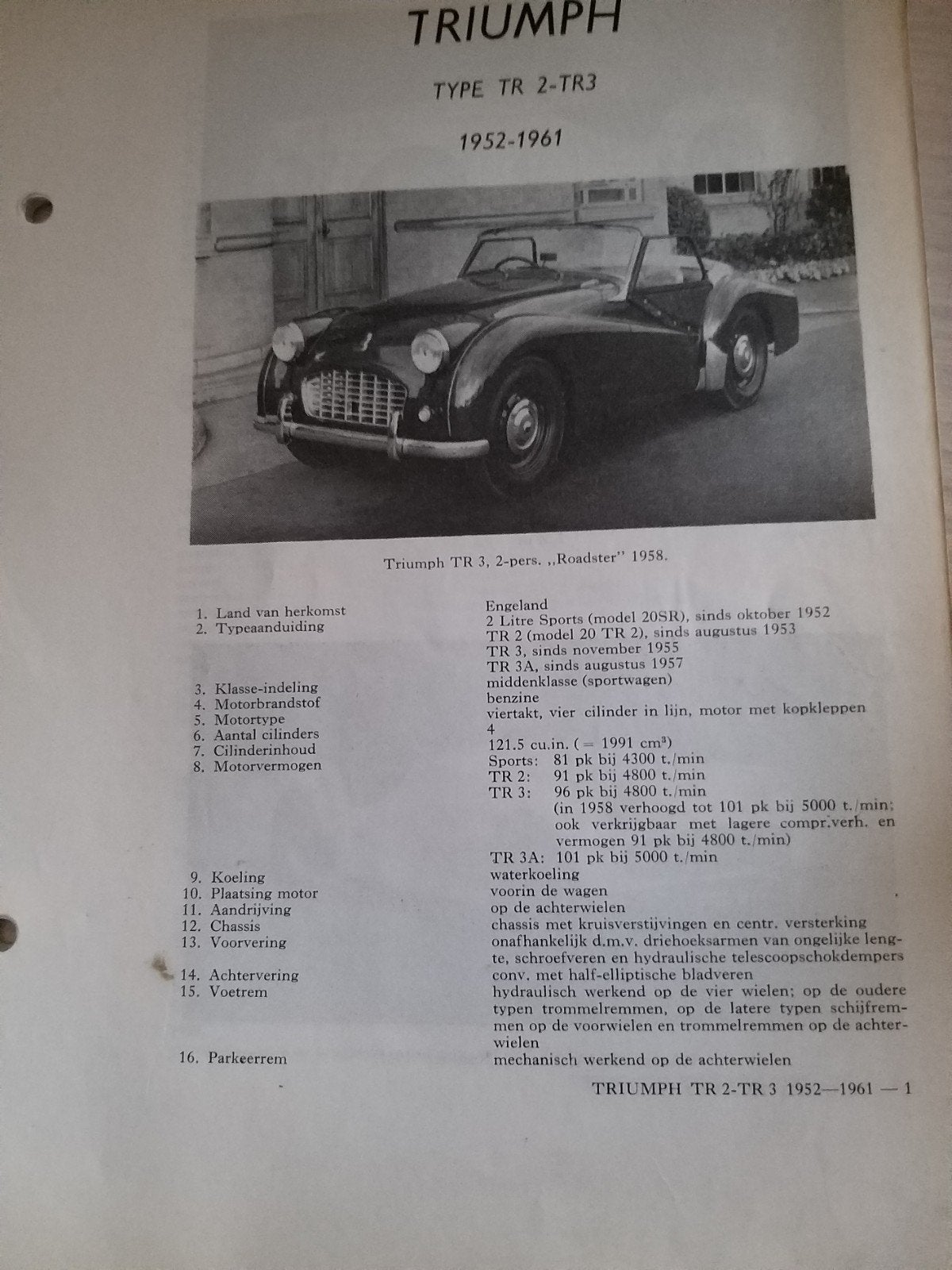 Triumph Tr2 Tr3 cabriolet oude technische informatie izgst, Ophalen of Verzenden, Zo goed als nieuw, Overige merken