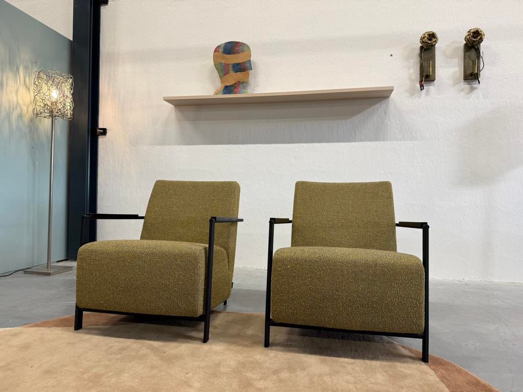 2 als nieuw Harvink Alowa Fauteuil Monza melange Stoel Stof, Harvink, 75 tot 100 cm, Ophalen of Verzenden, Zo goed als nieuw