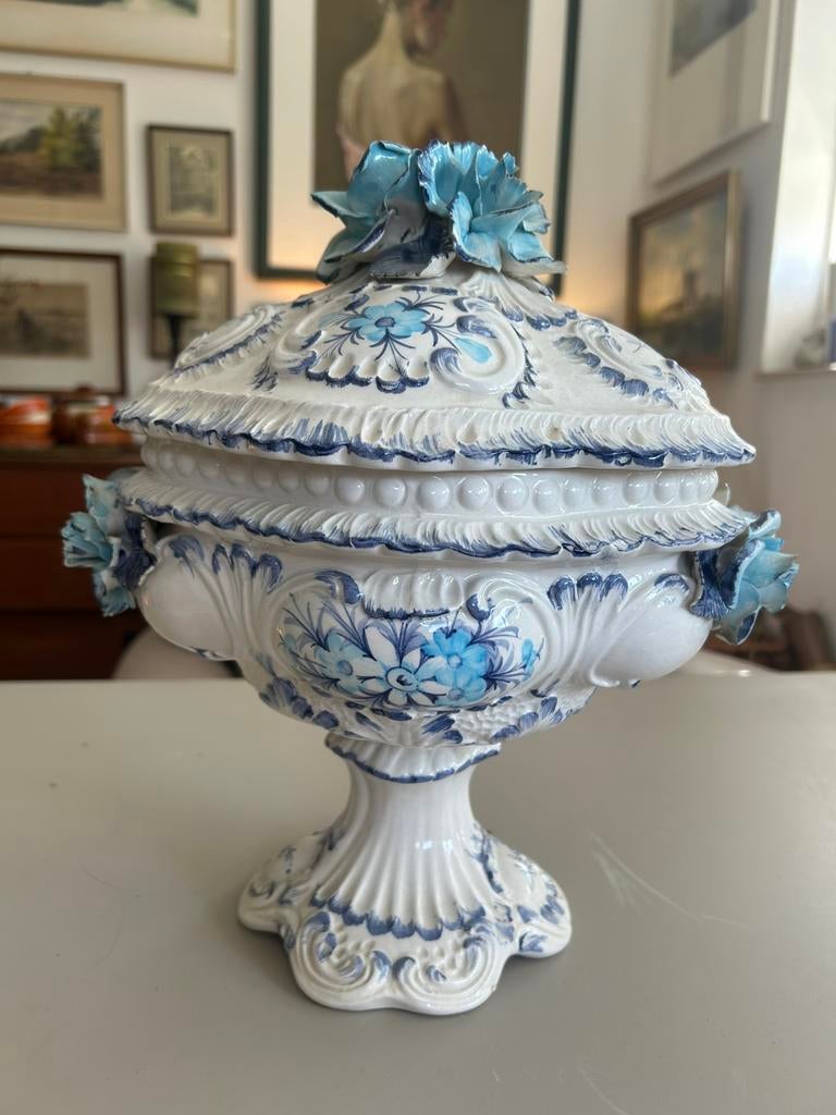 Bassano soepterine vintage blauw wit, Antiek en Kunst, Antiek | Keramiek en Aardewerk, Ophalen