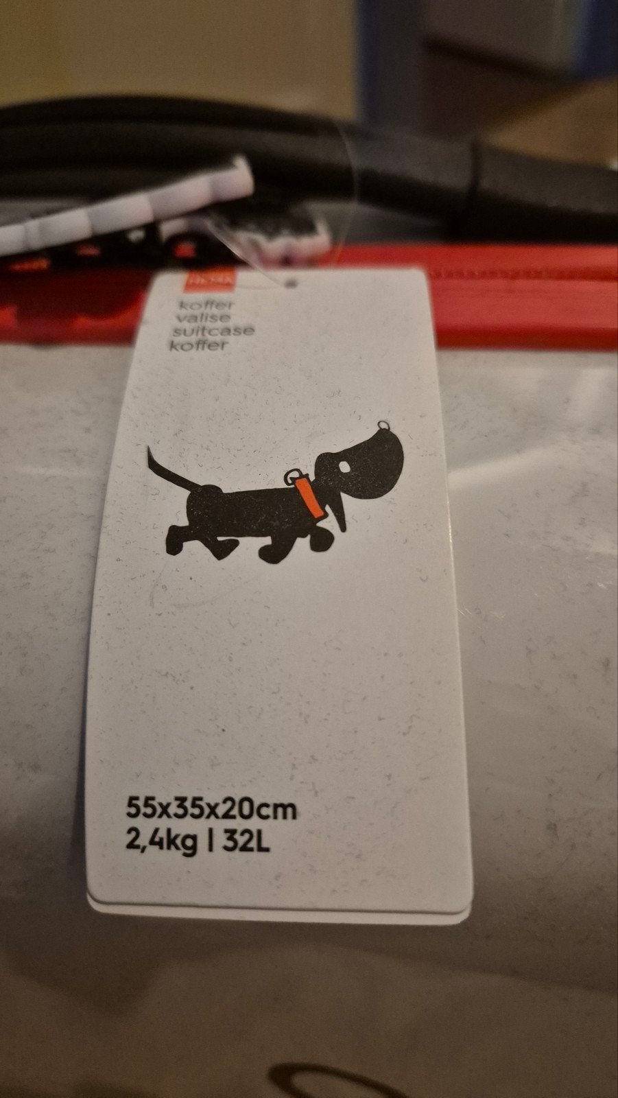 Nieuwe kinderkoffer takkie met vrolijke teckelprint, Sieraden, Tassen en Uiterlijk, 50 tot 60 cm, Hard kunststof, Nieuw, 35 tot 45 cm