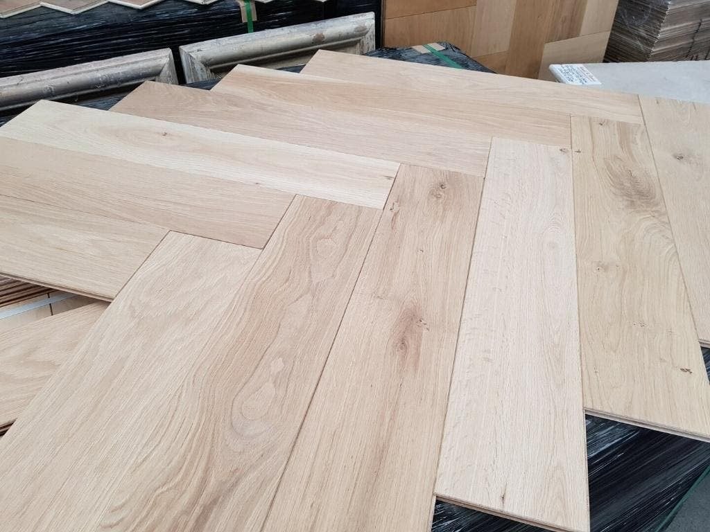 SCHERPE DEAL! EIKEN VISGRAAT VLOER, LEGKLAAR., Ophalen, Nieuw, 75 m² of meer, Parket