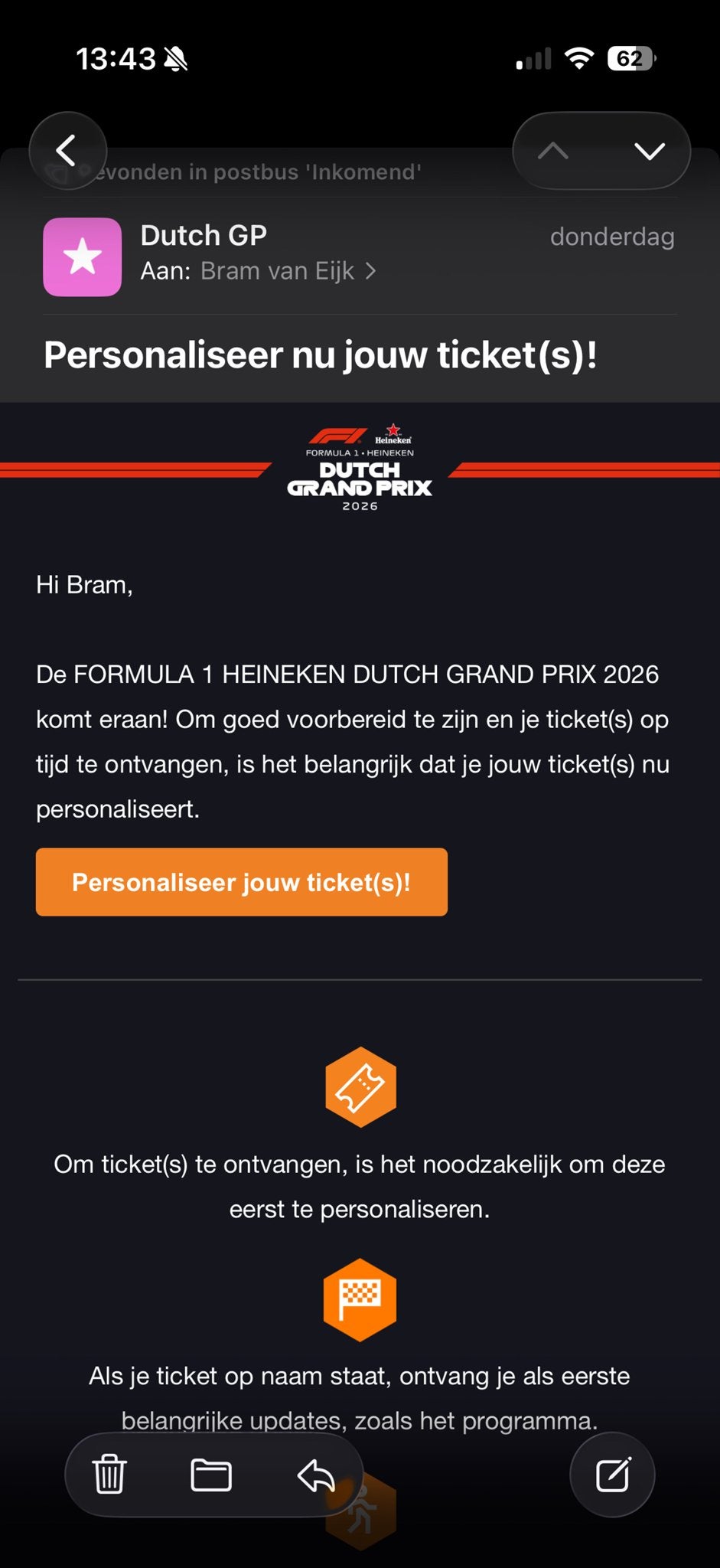 Dutch grand prix general admission, Twee personen