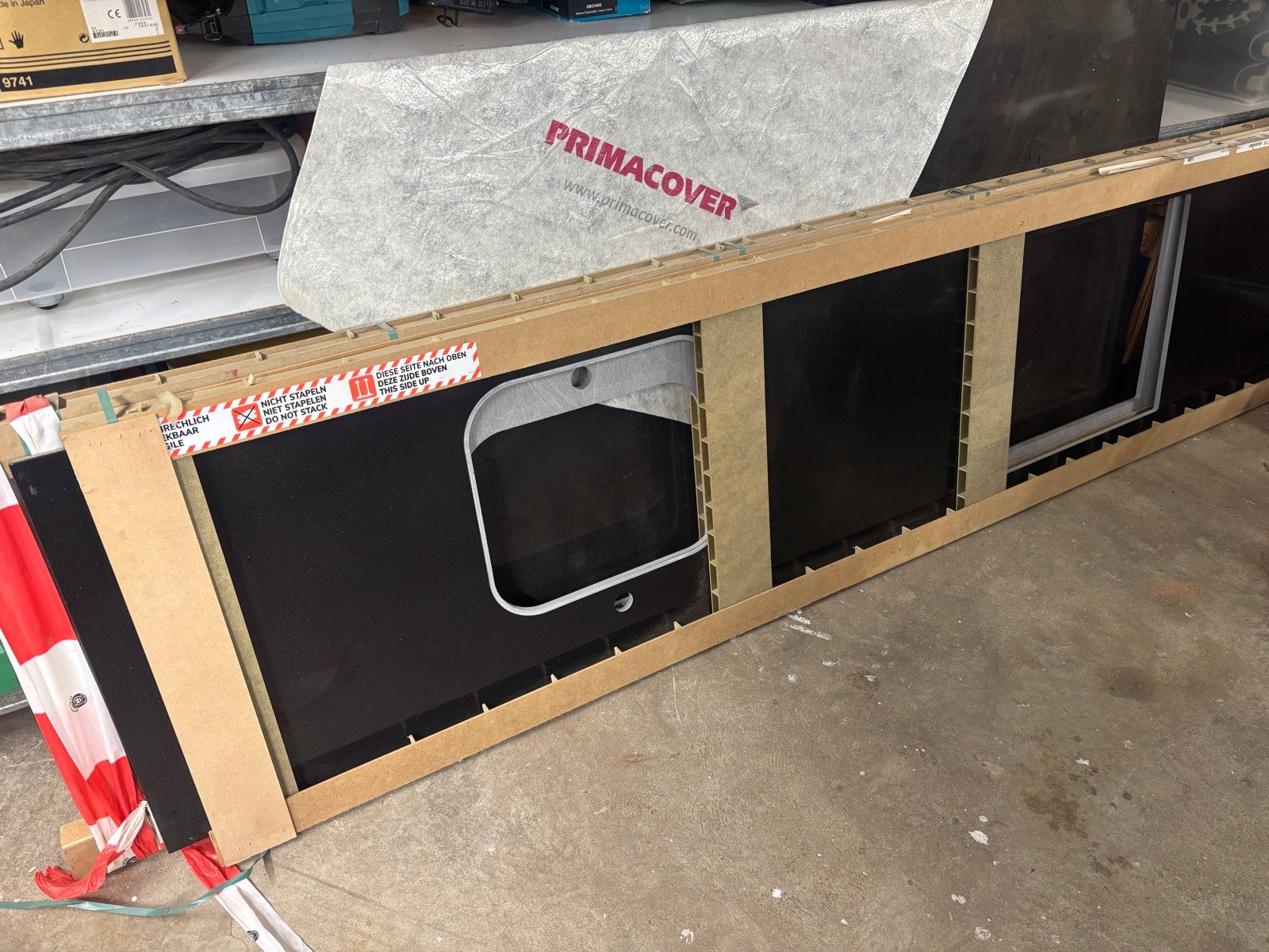 Nieuw zwart composiet keukenblad Evora Quartz 2860mm, Ophalen, Zwart, Overige typen, Nieuw