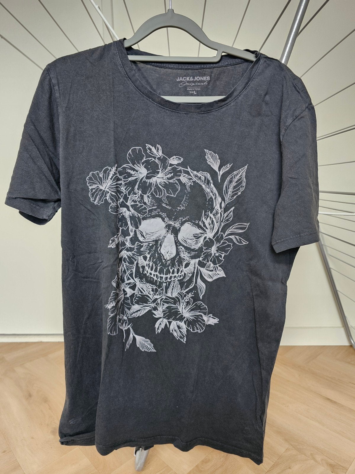Jack & Jones T-shirt met schedelprint - Maat L, Kleding | Heren, T-shirts, Maat 52/54 (L), Zwart, Ophalen of Verzenden, Gedragen