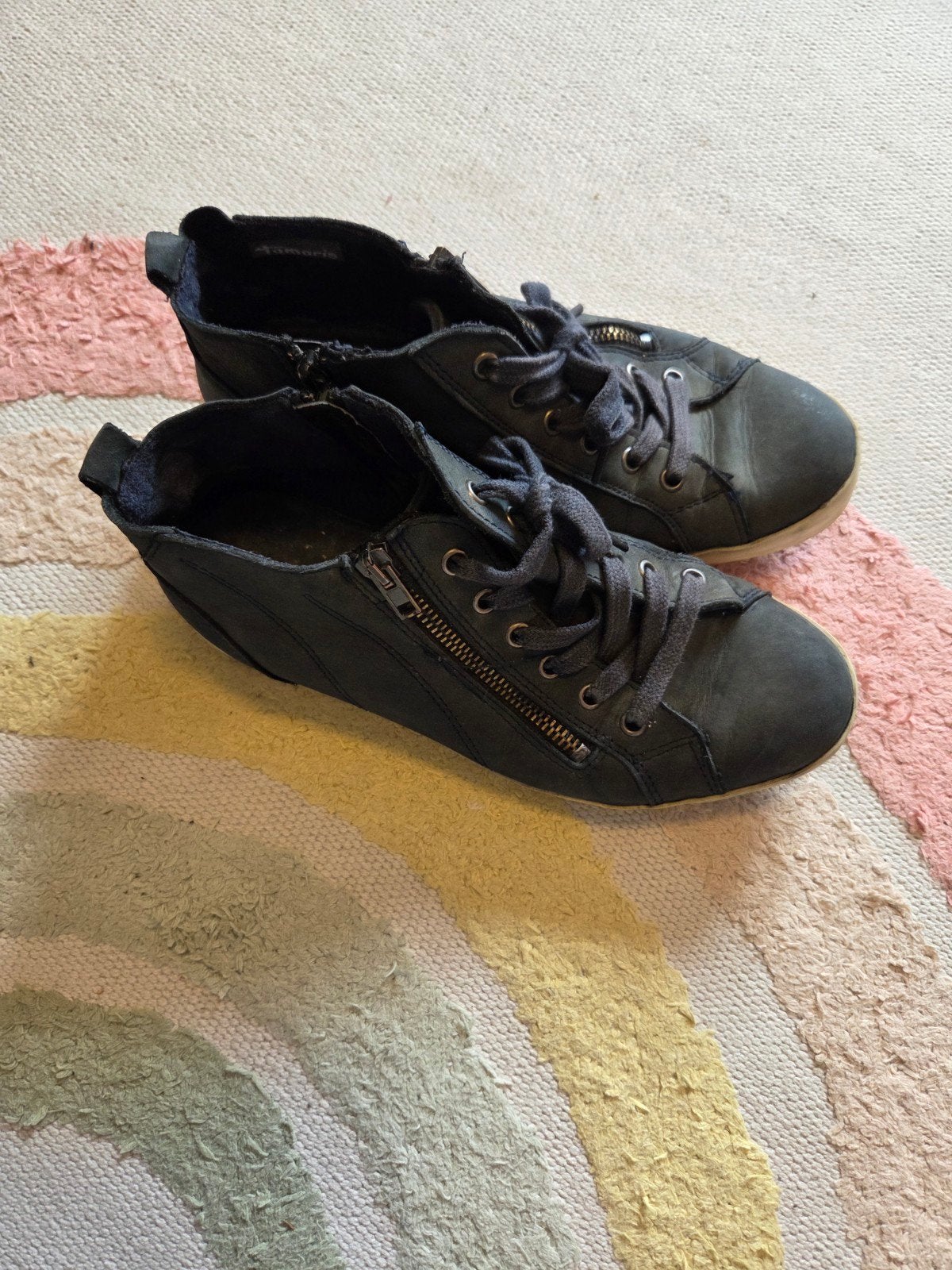 Blauw leren tamaris schoenen maat 38 met zijrits, Blauw, Sneakers of Gympen, Gedragen, Ophalen