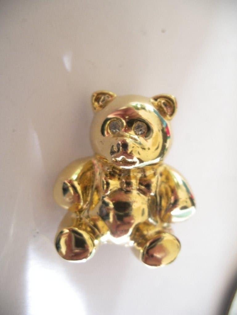 Een mooie Goudkleurige Beer Broche met Strass Ogen, Verzenden, Overige materialen, Broche