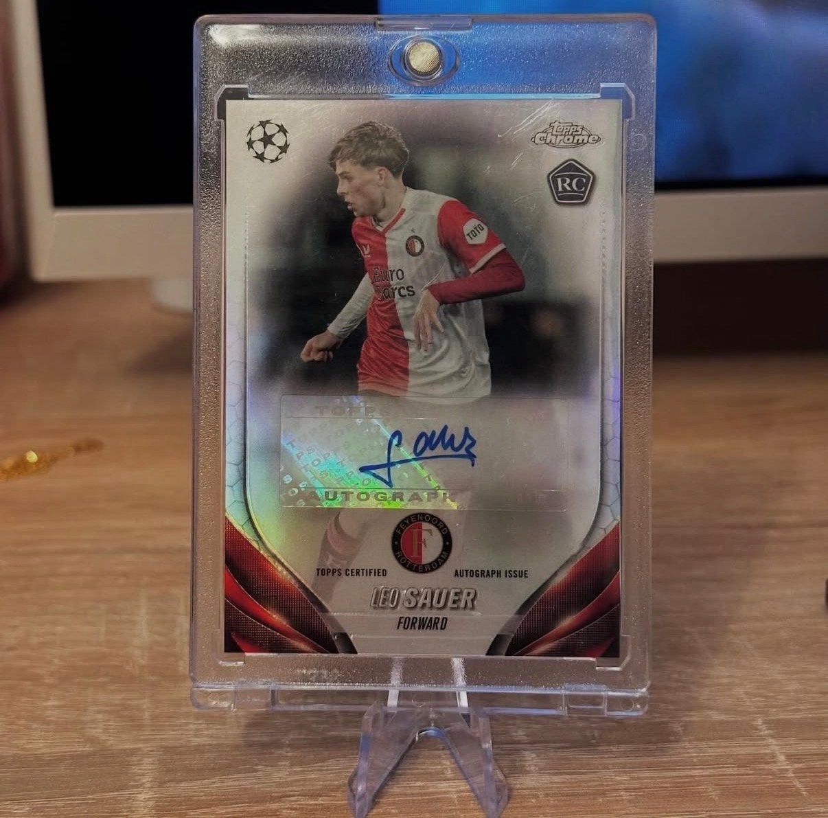 Leo Sauer Topps Chrome Autograph RC Feyenoord, Ophalen, Zo goed als nieuw, Feyenoord, Spelerskaart