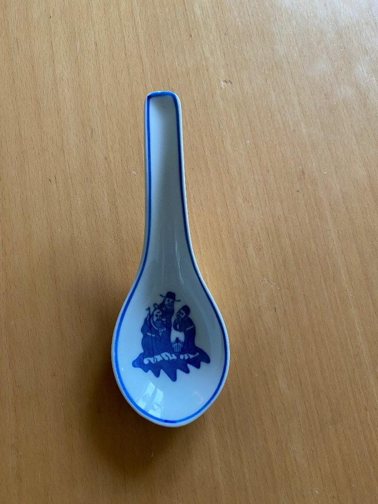 Chinees porseleinen lepel met blauw Scholar decor, Ophalen of Verzenden