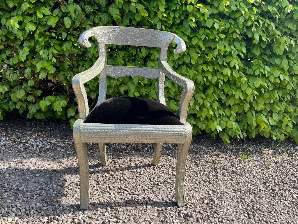Anglo-Indian Regency style ram's head wedding chair, Gebruikt, Regency style, Zwart, Ophalen of Verzenden