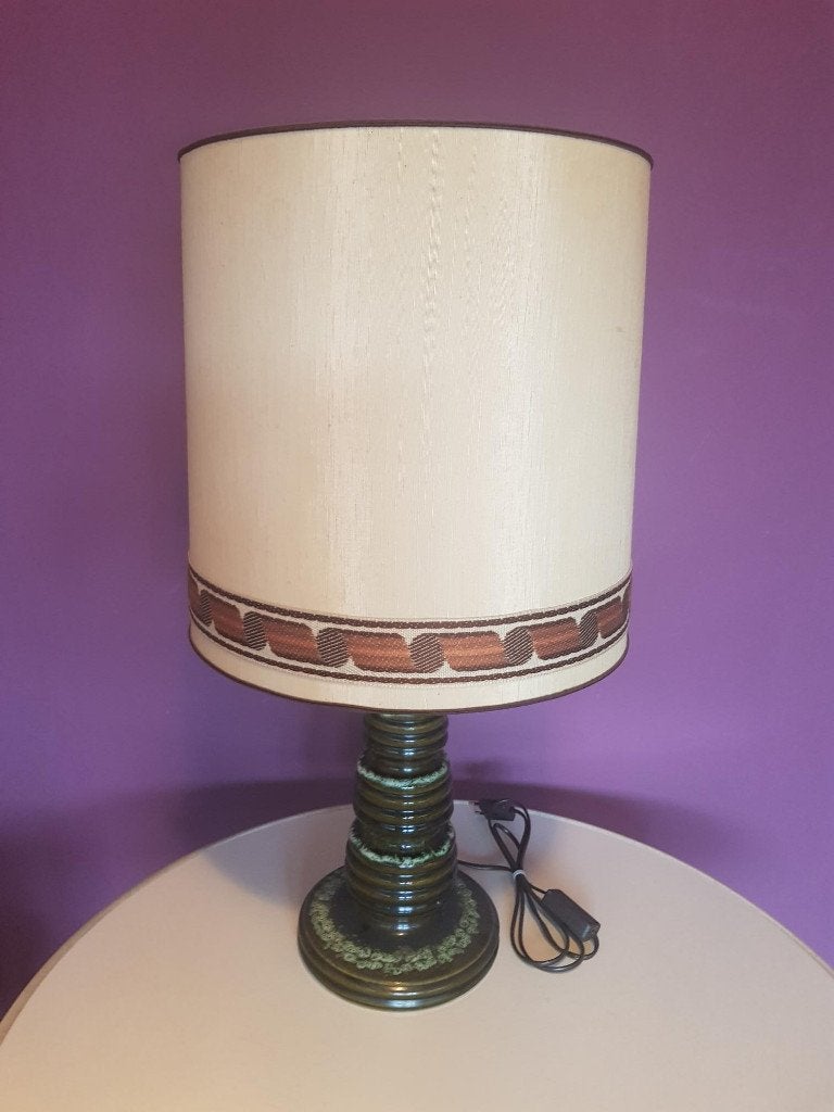 retro Vintage lamp Tafellamp keramiek West Germany, Ophalen, Gebruikt, Overige merken, Textiel