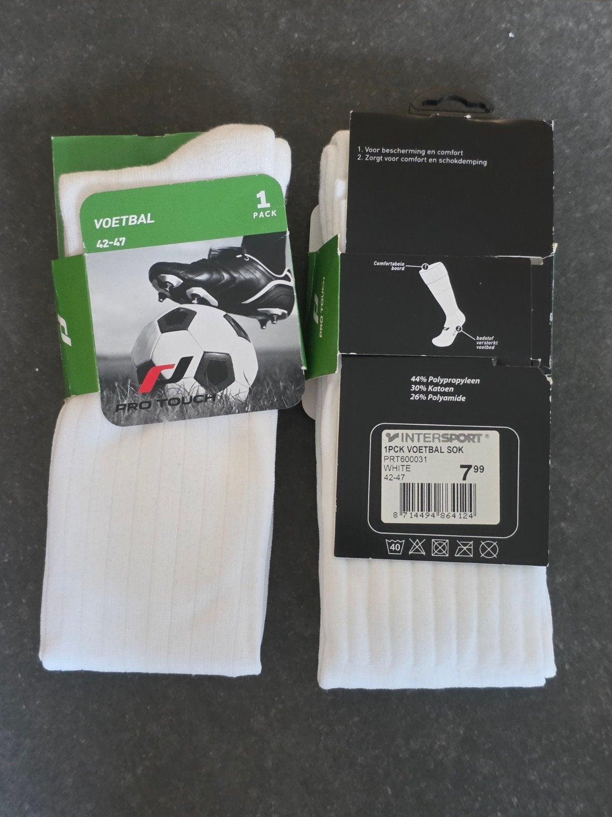 2 paar voetbalsokken 42-47, Ophalen of Verzenden, Nieuw, Maat 43 t/m 46, Wit