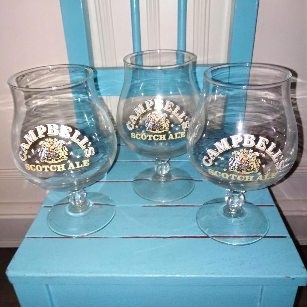 Campbell's scotch ale glazen 3 stuks, Verzamelen, Biermerken, Ophalen, Zo goed als nieuw, Glas of Glazen, Overige merken