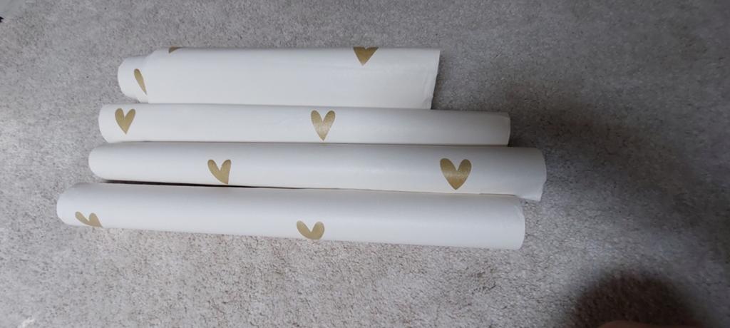 Wit behang met gouden hartjes, ca. 5 m², Ophalen, Minder dan 10 m², Wit, Hartjes, Romantisch, Speels