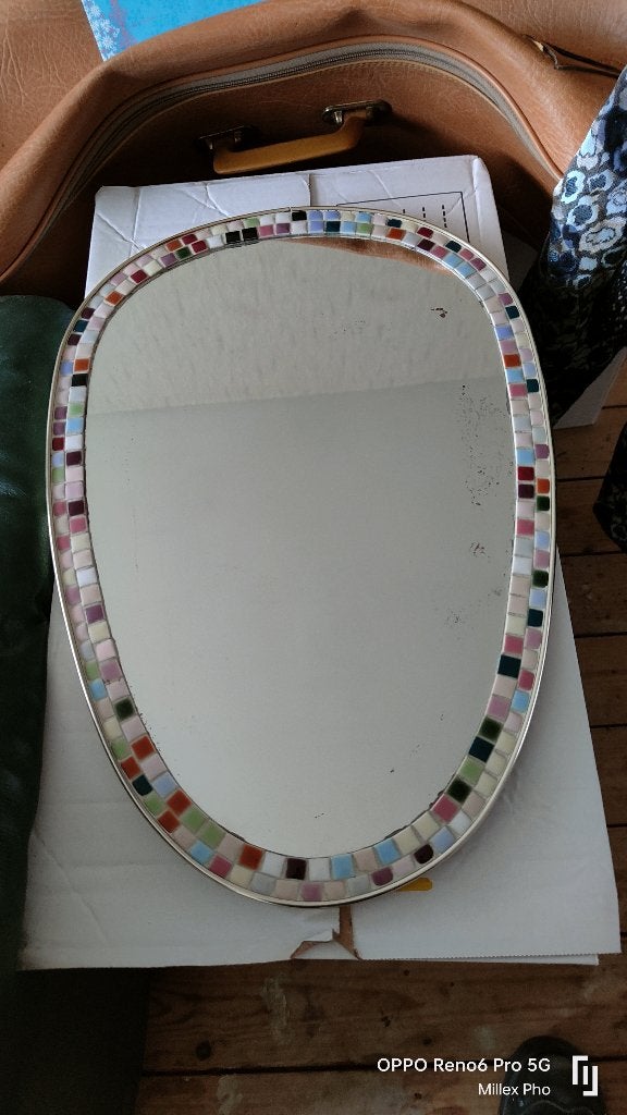 Vintage spiegel  jaren 60, Huis en Inrichting, Woonaccessoires | Spiegels, Ophalen, Minder dan 50 cm, Gebruikt, Minder dan 100 cm