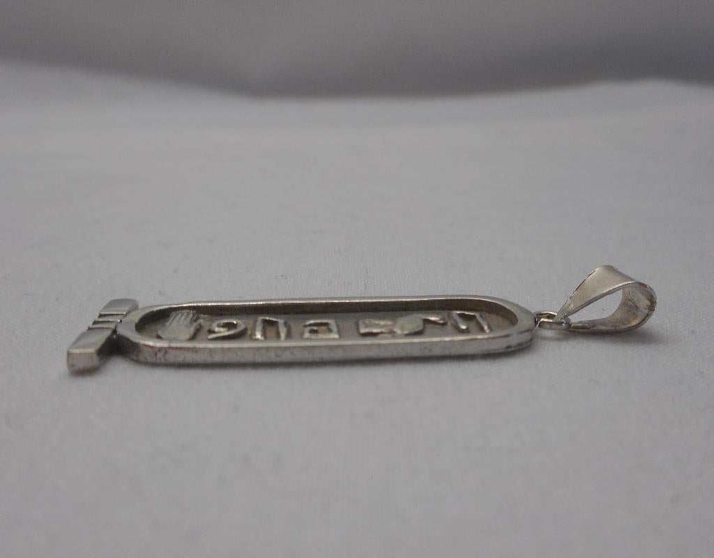 Zilveren vintage Egyptische symbolen hanger nr.631, Verzenden, Zo goed als nieuw, Kruis of Symbool, Zilver