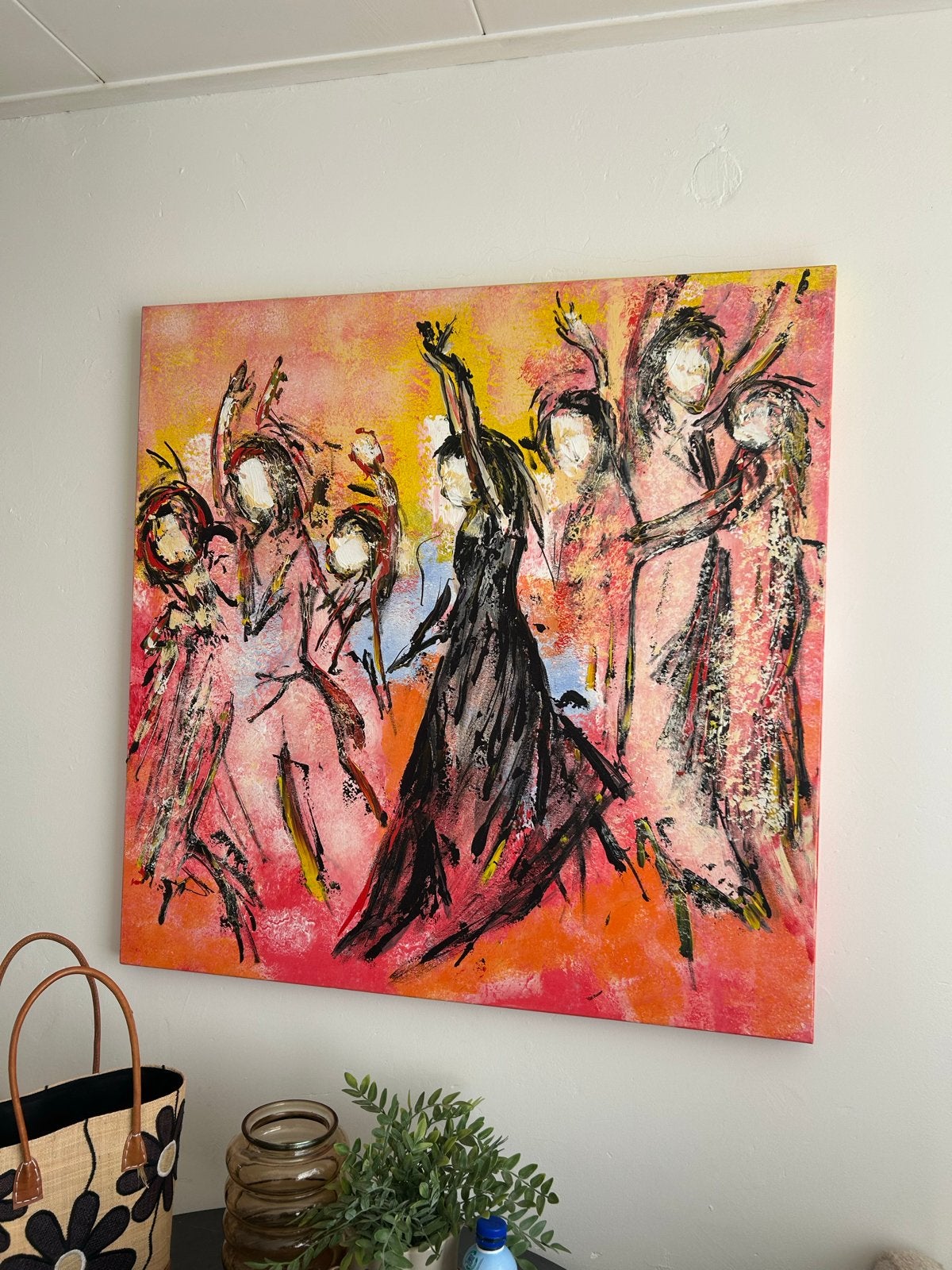Levendig Abstract Danseressen Schilderij, Antiek en Kunst, Kunst | Schilderijen | Klassiek, Ophalen, Acrylverf, Portret of Personen