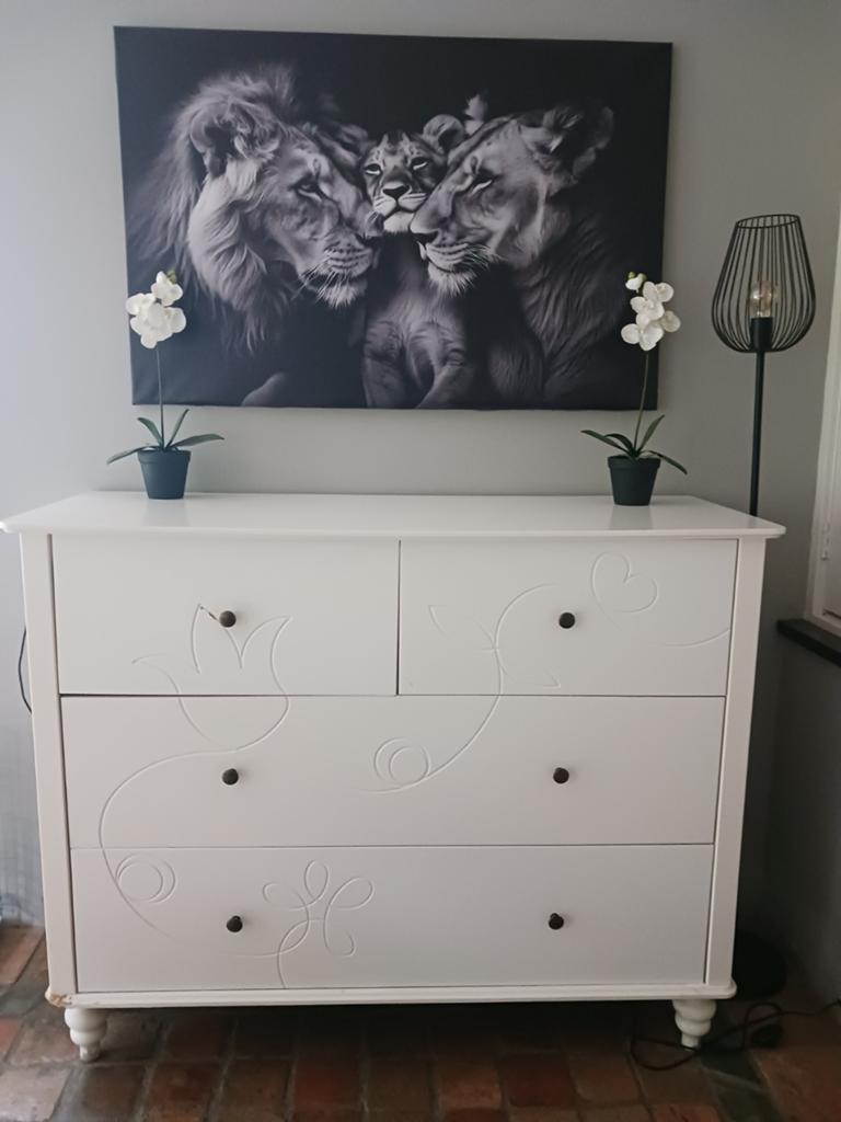 Laden kast wit met 2 lange en 2 smallere lades, Ophalen, Gebruikt, 50 tot 100 cm, Minder dan 100 cm