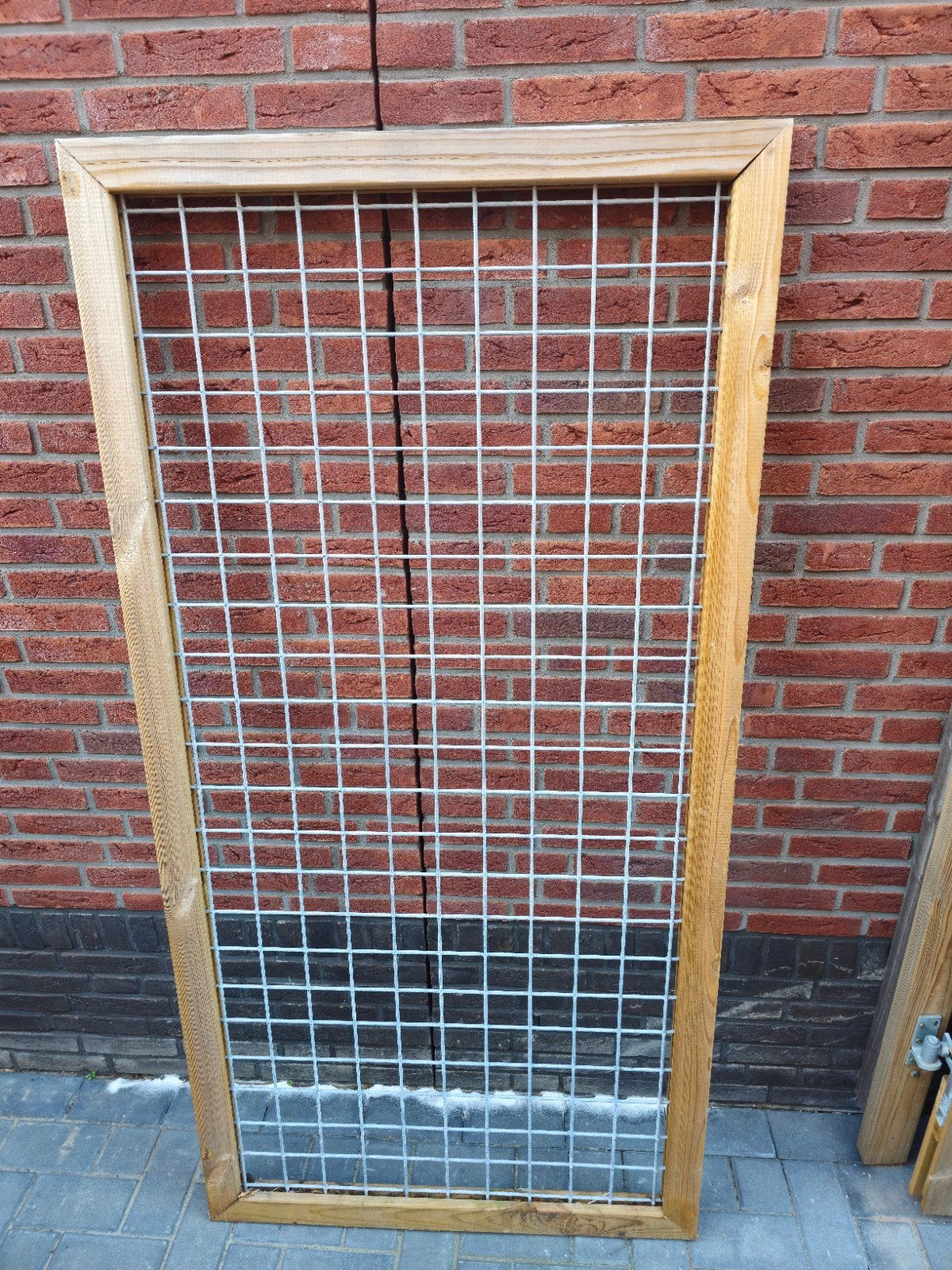 Tuinhek van hout en gaas - 90x180cm, Tuin en Terras, Tuinhekken en Hekwerk, Ophalen, Gebruikt, Hout, Tuinhek