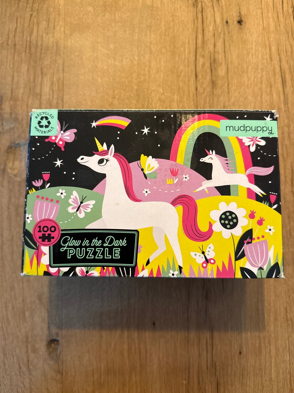 Glow in the Dark Unicorns/Eenhoorn Puzzel - 100 Stukjes, Ophalen of Verzenden, Meer dan 50 stukjes, Zo goed als nieuw, 6 jaar of ouder