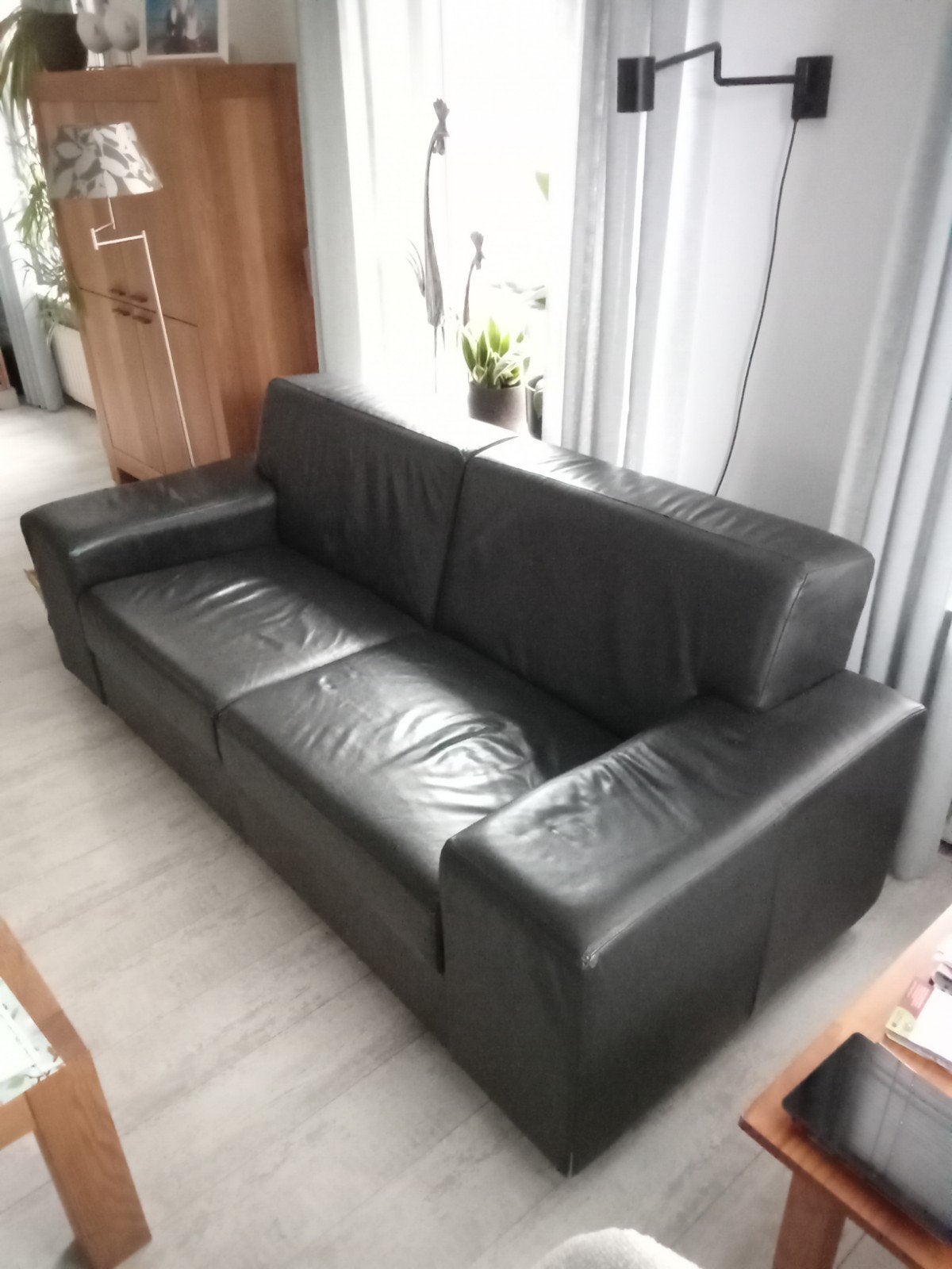 gratis 2,5 zits leren bank, Huis en Inrichting, Ophalen, Gebruikt, Overige maten, 200 tot 250 cm