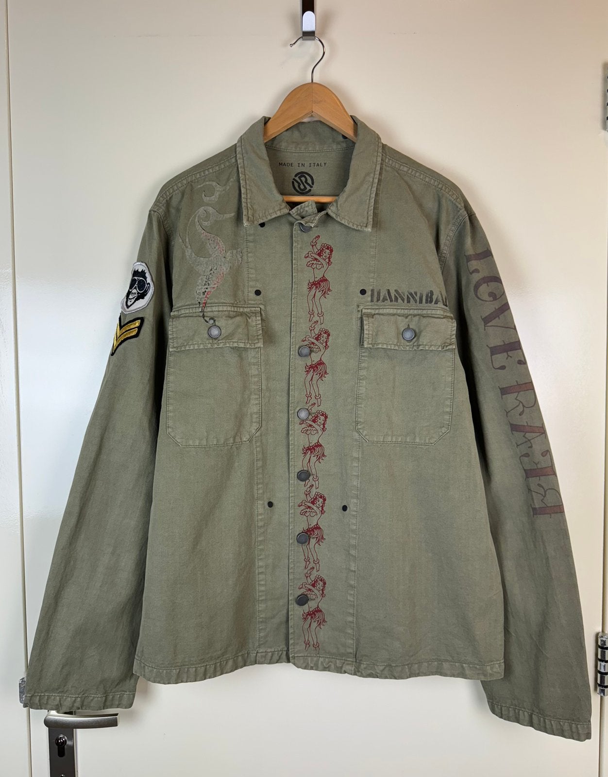 RA-RE RAG RECYCLE Vintage y2k Denim Overshirt Khaki 3XL, Ophalen of Verzenden, Zo goed als nieuw, Overige maten, Groen