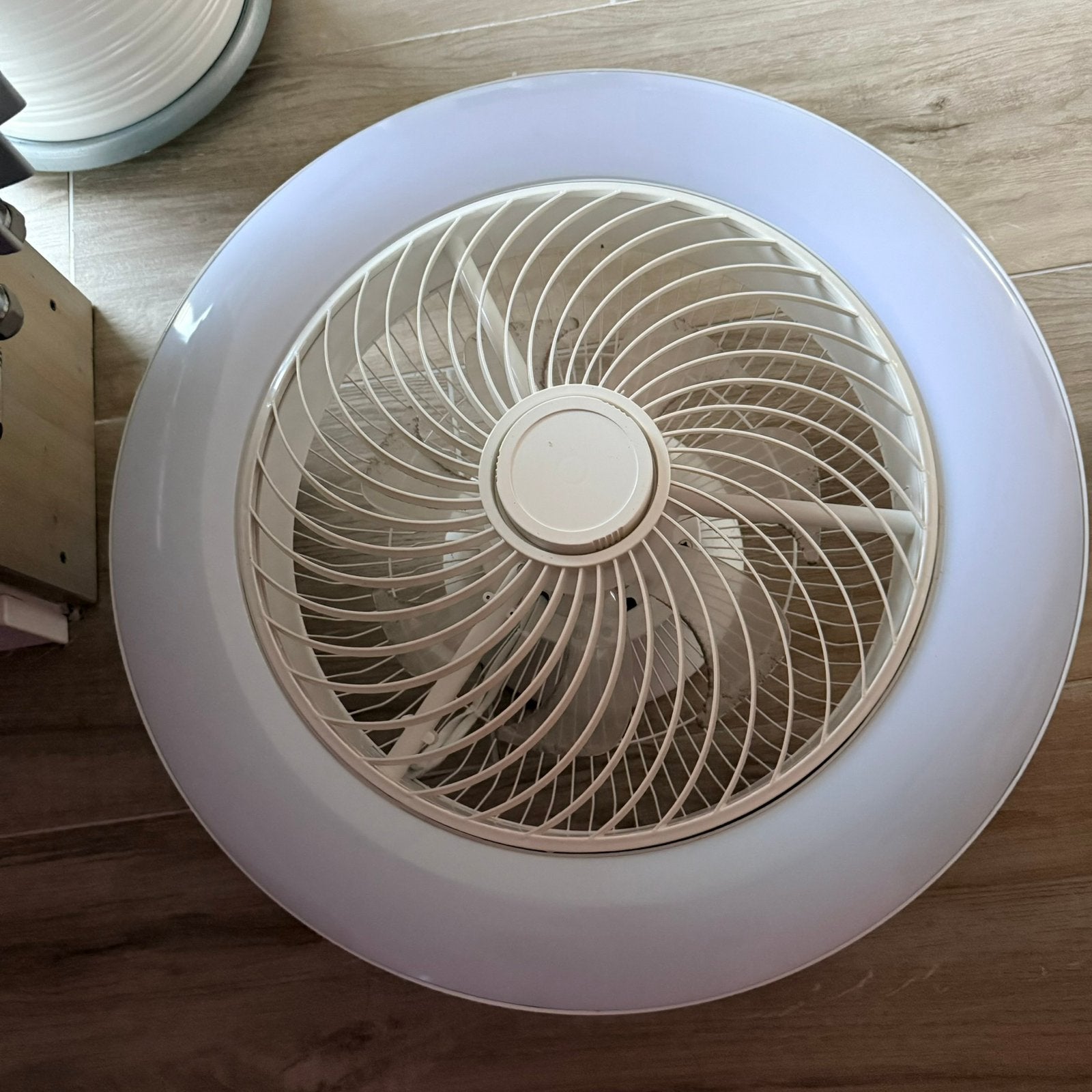 Plafond lamp met ventilator en afstandsbediening, Ophalen, Zo goed als nieuw, Plafondventilator