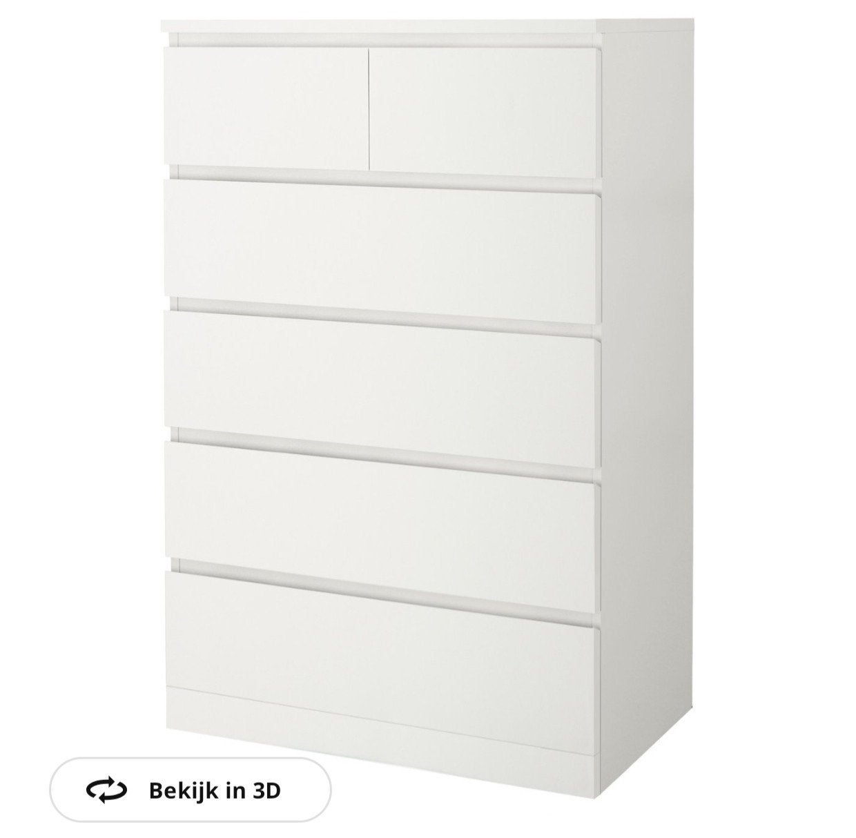 2x IKEA MALM ladekast wit, 6 lades met kleine beschadigingen, Ophalen, Gebruikt, 5 laden of meer, 100 tot 150 cm