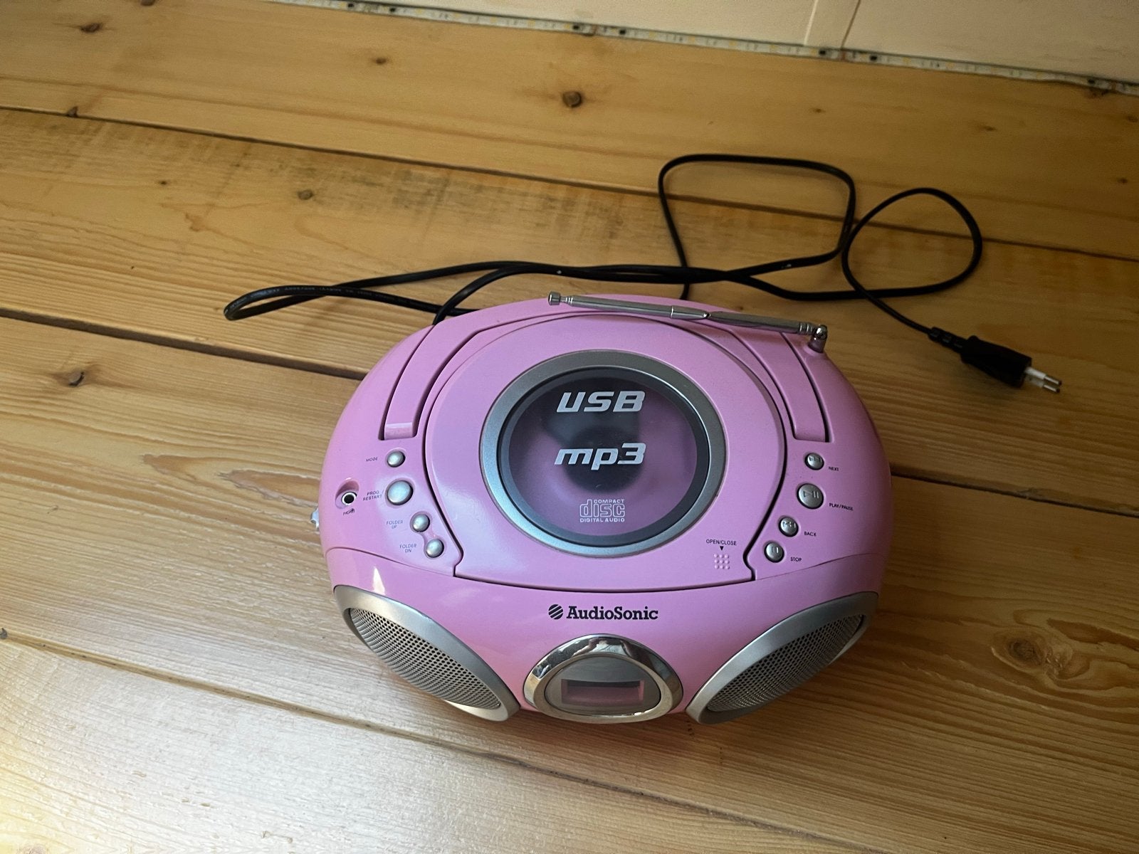 Roze AudioSonic Radio met CD/MP3/USB Speler, Ophalen of Verzenden, Gebruikt, Radio, Met cd-speler