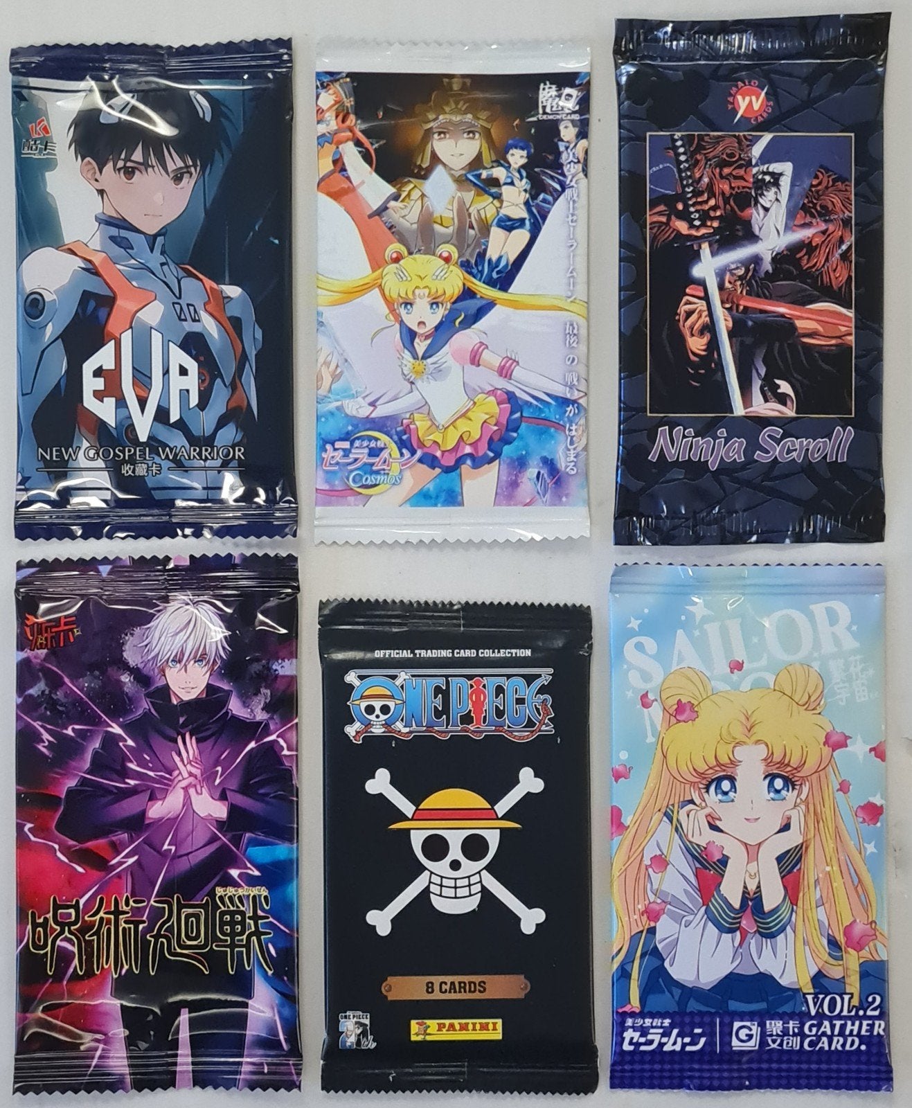 6x Anime Mix Sealed Trading Card Packs One Piece Sailor Moon, Ophalen of Verzenden, Nieuw, Meerdere plaatjes