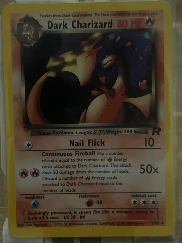 Dark Charizard Holo Rare - Team Rocket Pokémon Kaart #4, Hobby en Vrije tijd, Verzamelkaartspellen | Pokémon, Ophalen of Verzenden