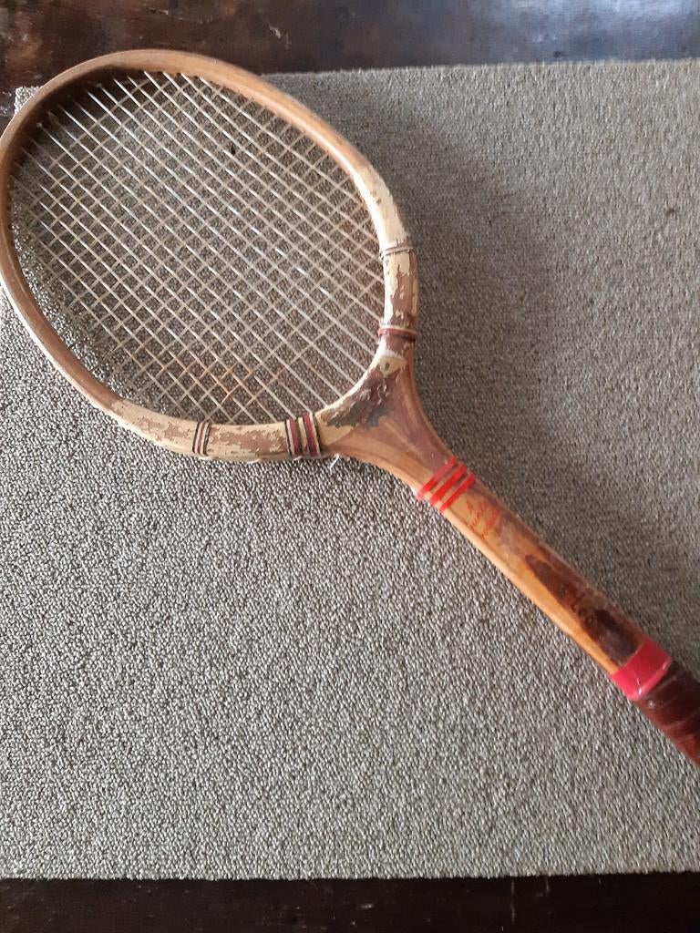 Brocant houten tennisracket merk Dunlop, jaren 50/60, Antiek en Kunst, Ophalen of Verzenden