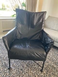 Vintage Montis Charly fauteuil jaren '80, Ophalen, 75 tot 100 cm, Leer, 50 tot 75 cm