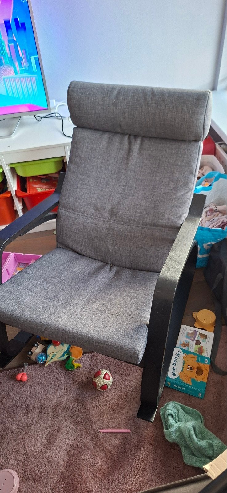 IKEA Poäng schommelstoel zwart/antraciet - zgan, Ophalen, Zo goed als nieuw, Zwart, Eén