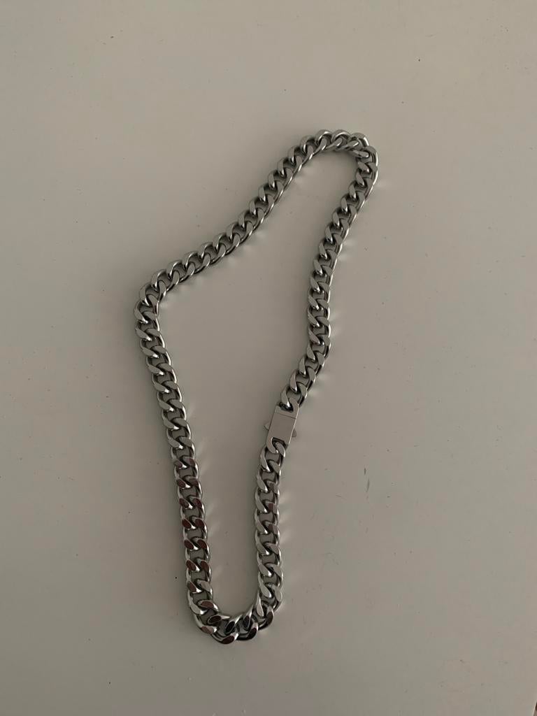 Cuban ketting RVS 10mm breed 50cm lang, Sieraden, Tassen en Uiterlijk, Ophalen, Nieuw, Zilver, Overige materialen