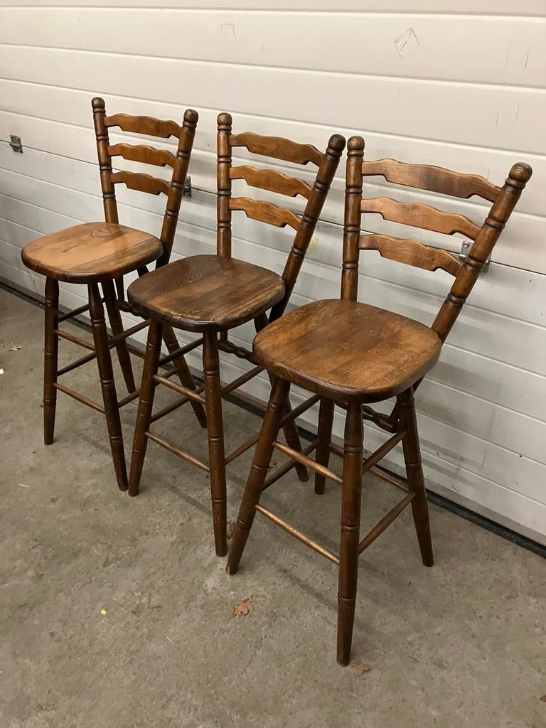 Vintage halfhoge barstoelen, Huis en Inrichting, Barkrukken, Ophalen, 60 tot 90 cm, Zo goed als nieuw, 3 krukken