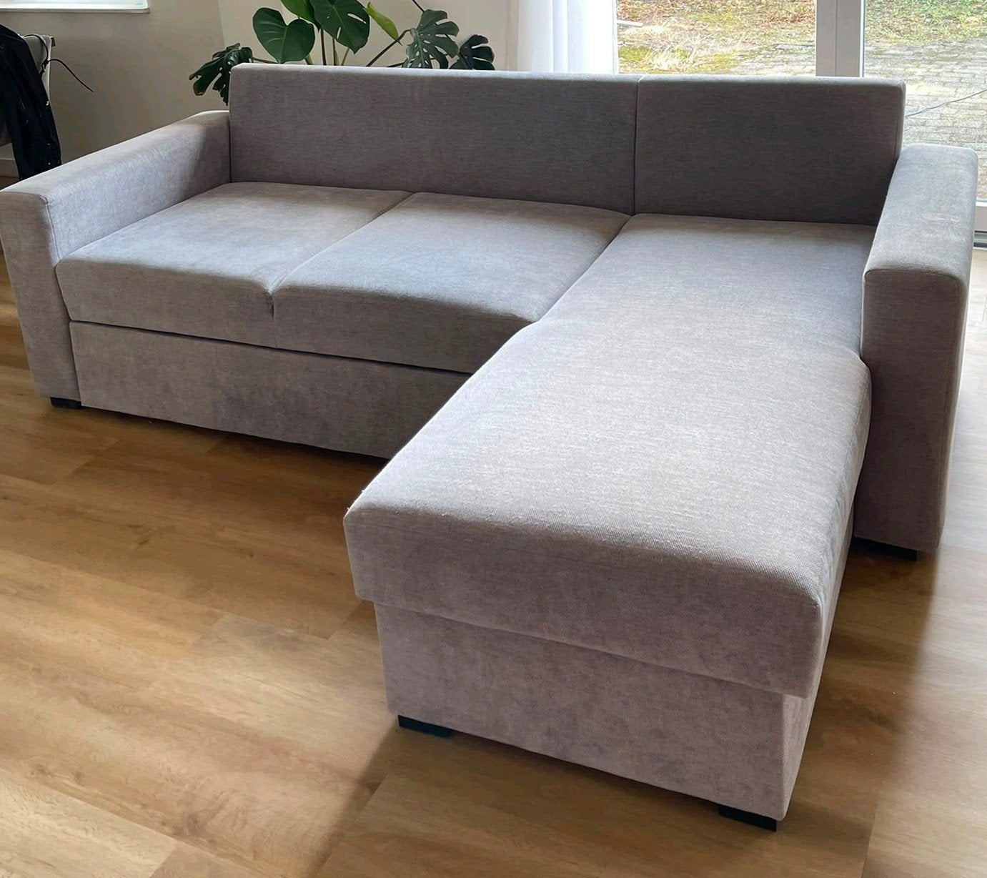 Compacte Slaapbank met Opbergruimte - Hoekbank-Grijs, Ophalen, Gebruikt, Tweepersoons, Overige maten