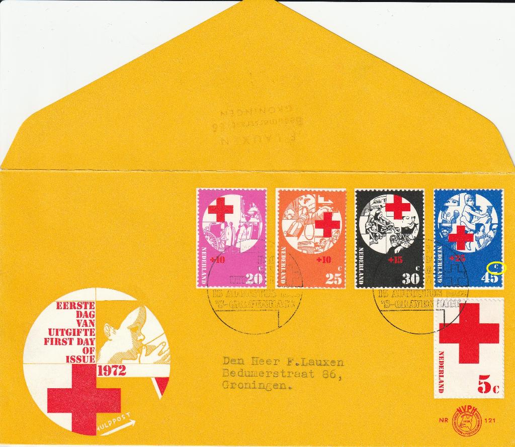 fdc e121 met plaatfout 1019p   LEES, Postzegels en Munten, Postzegels | Eerstedagenveloppen, Ophalen of Verzenden, Beschreven