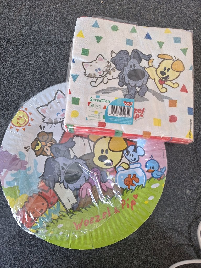 Woezel en pip bordjes en servetten, Ophalen, Nieuw, Versiering, Verjaardag