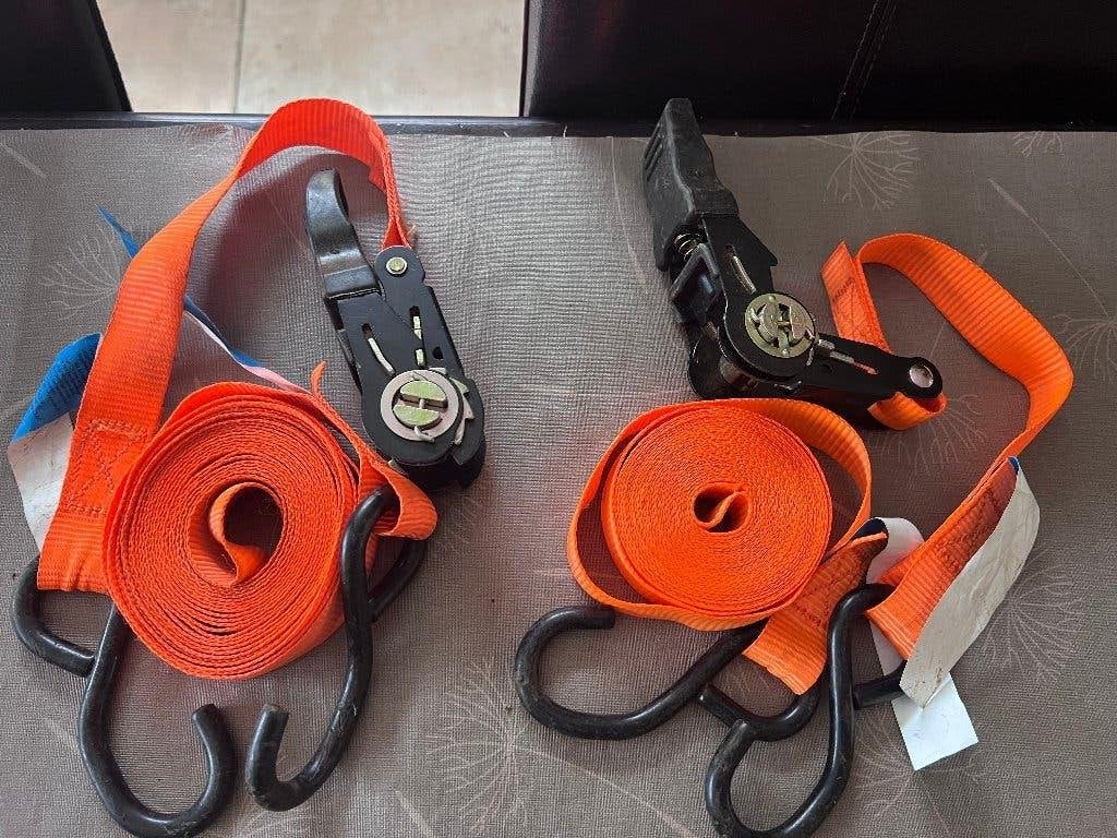 2 x spanband oranje met ratel en met  S  haken, Ophalen of Verzenden, Zo goed als nieuw