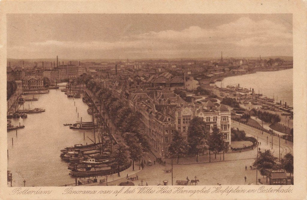 Rotterdam, Haringvliet, Hofplein en Oosterkader, Boten  1920, Ophalen of Verzenden, 1920 tot 1940, Ongelopen, Zuid-Holland